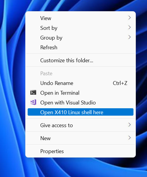 Opening a genuine Linux terminal emulator directly from File Explorer ...