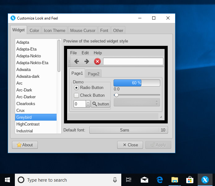 Setting The Theme For Linux Gui Apps Windowed Apps Mode X410 Dev