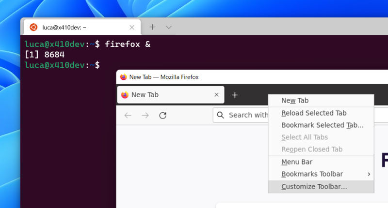 Opening Firefox In Wsl2 Without Windows Default Title Bar X410 Dev